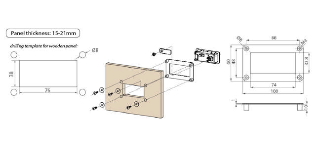 Front Plate F/Wood Mounting of lock M266 & M237,Steel Black,