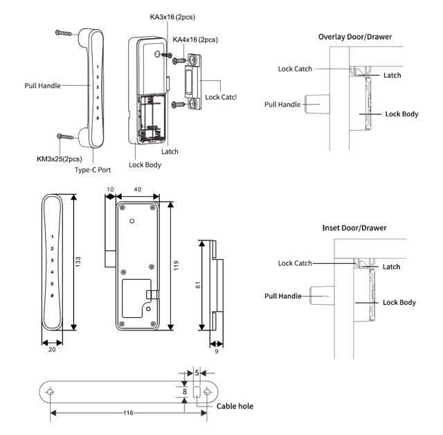 Elec. Slam Lock Handle 
