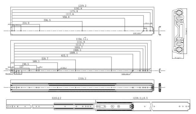 Drawer Slide HD7600, 1200mm Full Extension,Zinc Plated,Heavy