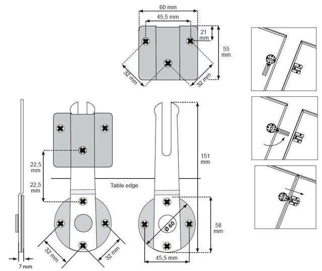 Click Catch, Steel, Bright Zinc Pl, F/Symmetrical Boring