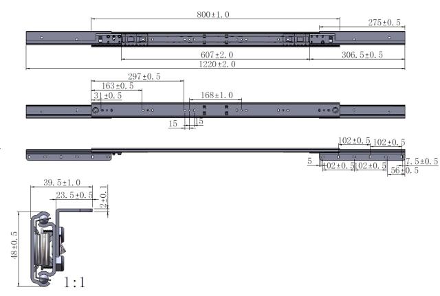 Synchron Slide S 800/607, Opening 607mm, Wing 275mm,