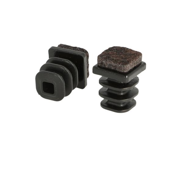 Insert Glide W/Felt For Square Tubes, 16x16mm, PE, Black