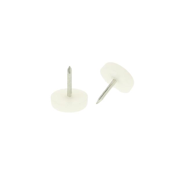 Plastic Tack, Nail-On Glide ø21x6mm, White, Nail ø2.5x18mm