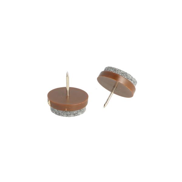 Plastic Tack W/Felt, Nail-On Gilde, ø 22x8mm,Brown,ø1,6x13mm