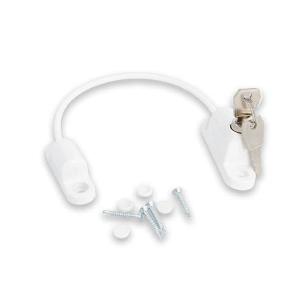 Window Wire Lock, Strong Model, White, W/SS-304 Wire - 215mm