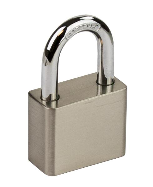 Padlock 40mm, Brass, SS-Look, 4.000 KD,MK 0001, Shackle: 7mm