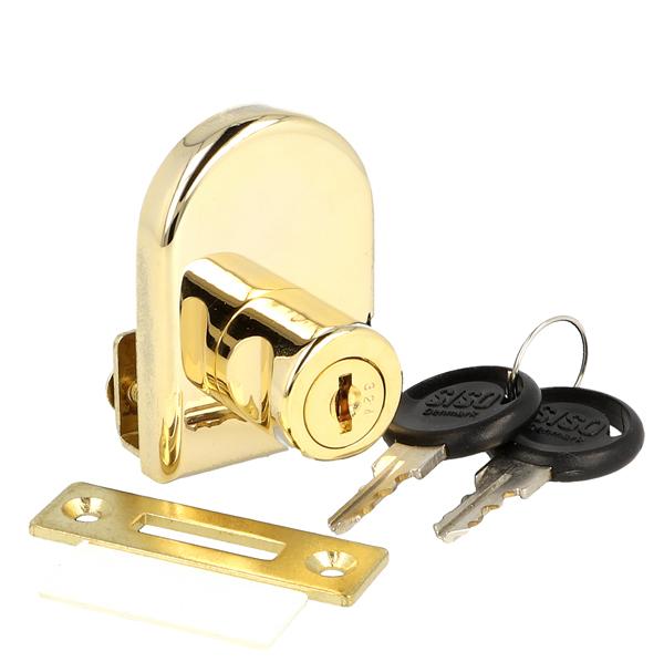 Glass Door Lock 64081, Gold Pla. 8mm, CK SISO, No Bore