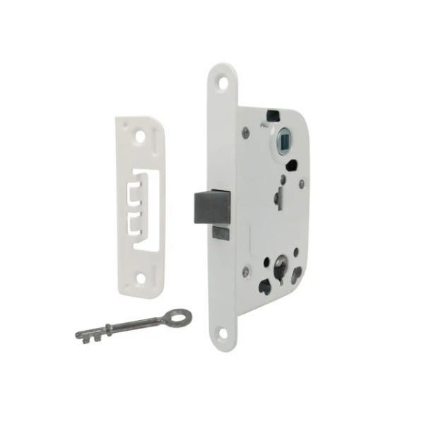 Door lock 2014, 45mm Backset, W/Key, White Painted,W/Striker