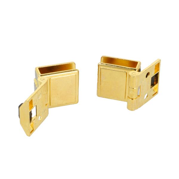 Glass Door Hinge No. A-11, Zamak, Brass Plated, L+R, No Pad