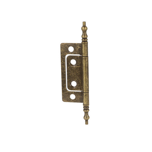 Flush Hinge, Steel, 88x24x1,2mm,Bronze Pl,W/Finials,Straight