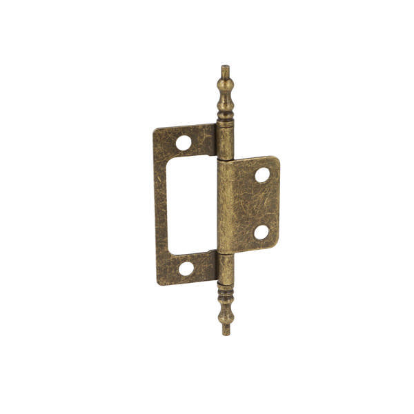 Flush Hinge, Steel, 88x24x1,2mm,Bronze Pl,W/Finials,Straight