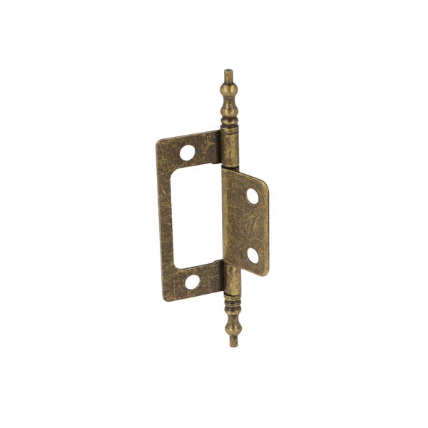 Flush Hinge, Steel, 88x24x1,2mm,Bronze Pl,W/Finials,Straight