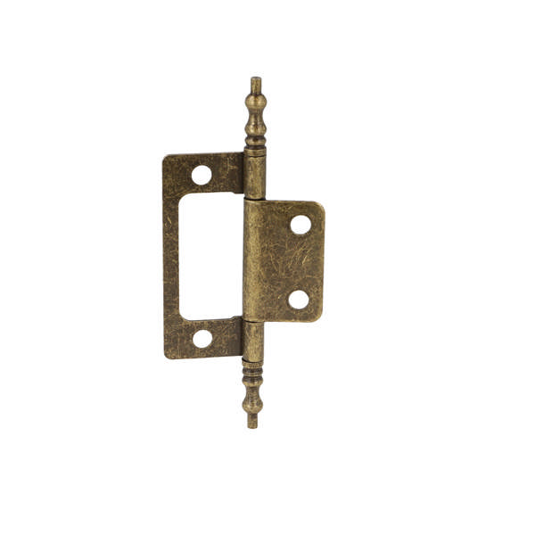 Flush Hinge, Steel, 88x24x1,2mm,Bronze Pl,W/Finials,Straight