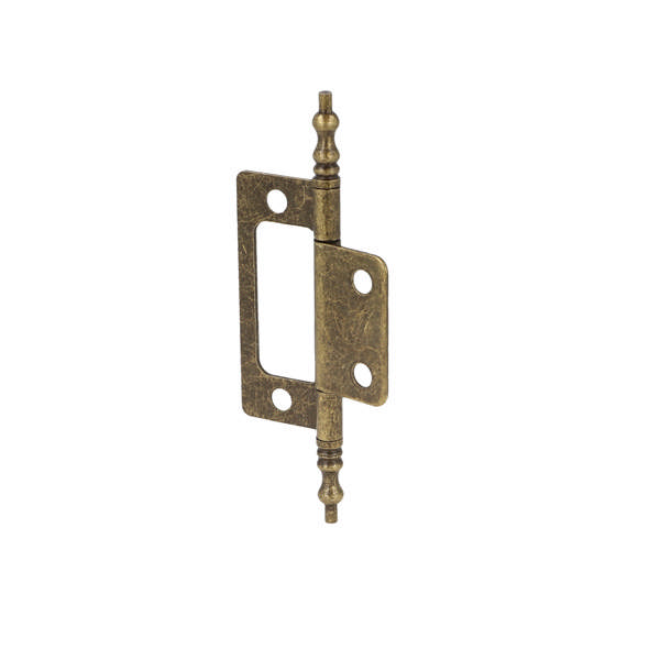 Flush Hinge, Steel, 88x24x1,2mm,Bronze Pl,W/Finials,Straight