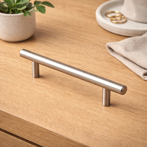 Bar Handle 5701, cc 96mm, ø10x160mm,Steel,SS-Look, No Screws