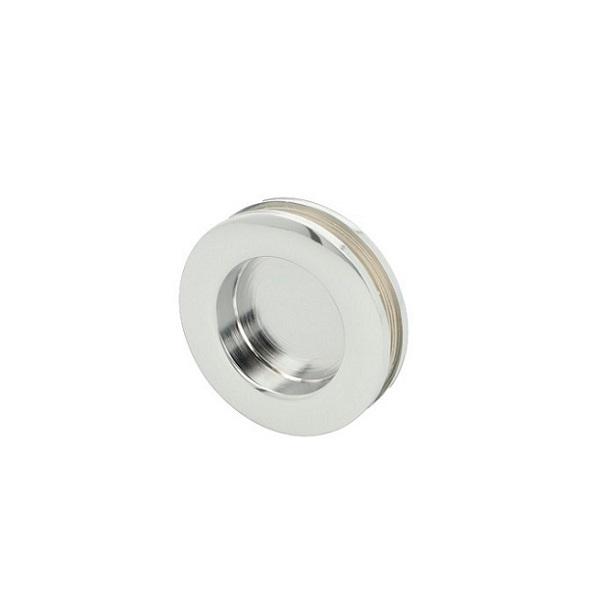 Glass Door Pull, Brass, ø43x9mm, Bore 35mm, Chrome Plated