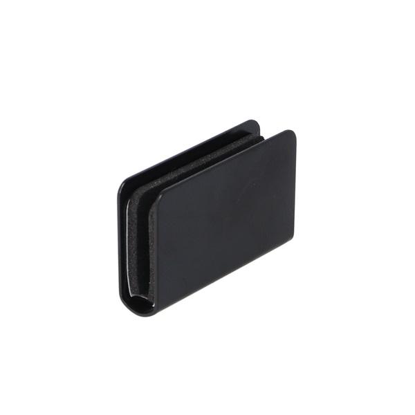 Catch Plate 40x25mm, Steel Black Pl, W/Pad, 4-6mm Glass